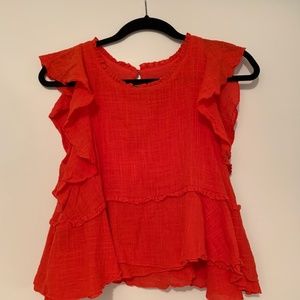 Red Maeve linen-like top, xsmall petite